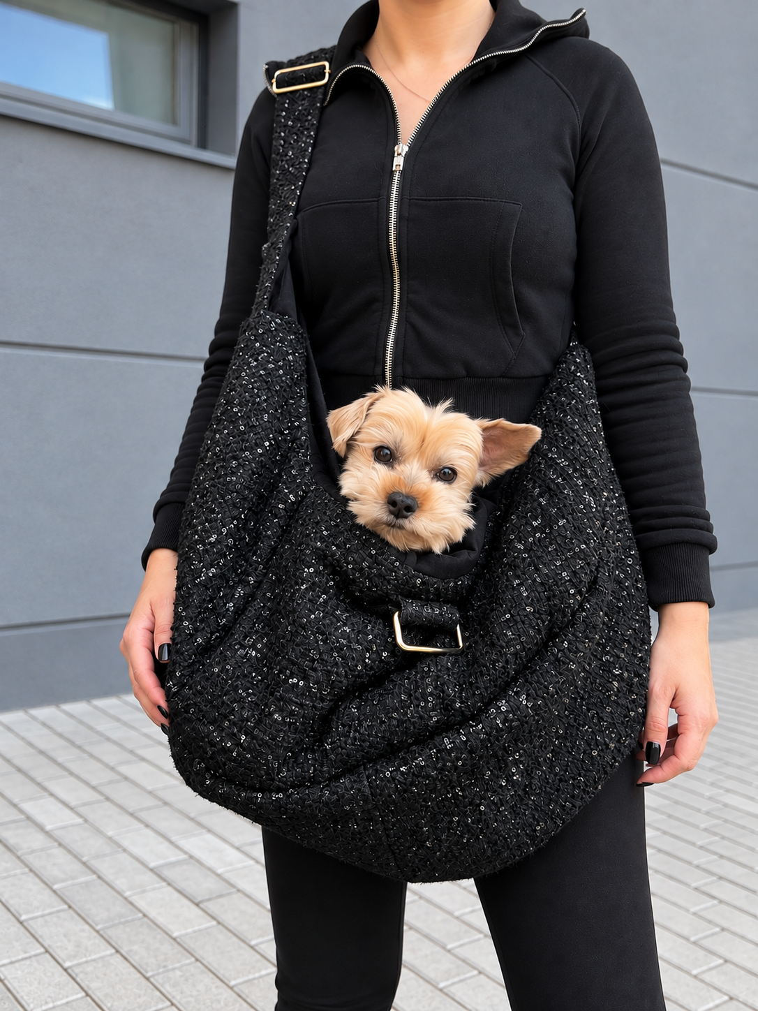 Elite Puppy tweed fekete kutya hordozótáska